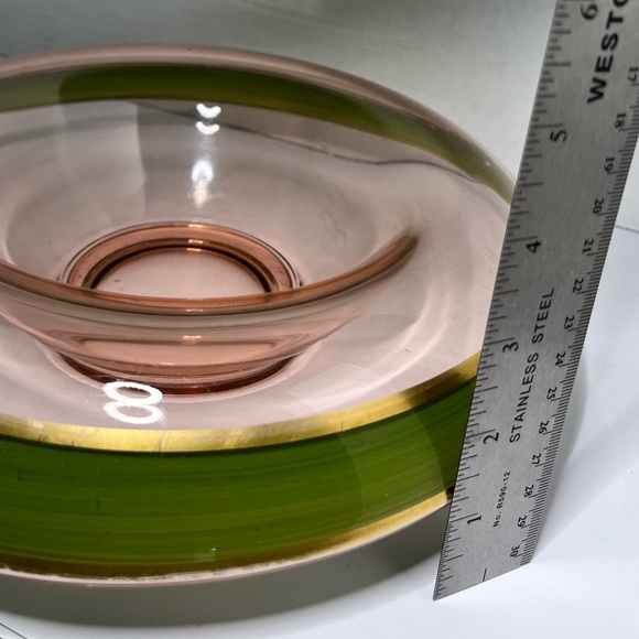 Vintage Tiffin Franciscan Rambler Rose Rolled Edge Console Pink Green Gold Rim - Picture 16 of 17